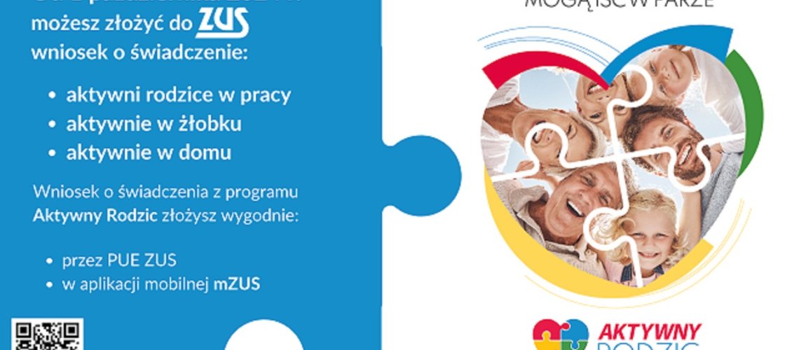 Informacje dotyczące nowego programu Aktywny Rodzic dostępne są na stronie internetowej https://www.zus.pl/aktywnyrodzic oraz https://www.zus.pl/baza-wiedzy/aktywnyrodzic/pytania-i-odpowiedzi