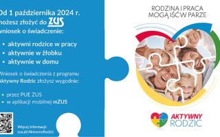 Informacje dotyczące nowego programu Aktywny Rodzic dostępne są na stronie internetowej https://www.zus.pl/aktywnyrodzic oraz  https://www.zus.pl/baza-wiedzy/aktywnyrodzic/pytania-i-odpowiedzi
